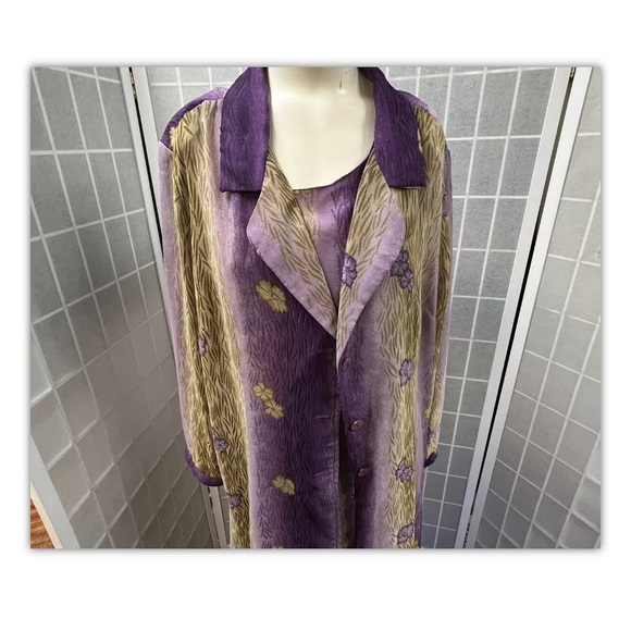 Esmeralda,dress,set,parties/cocktail,long, purple/gold,dress/light coat,size3X.: - Picture 7 of 12